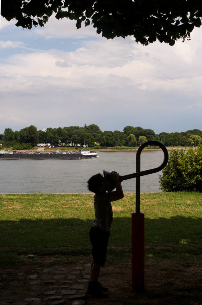 My son playing on the banks of the Rhine. 