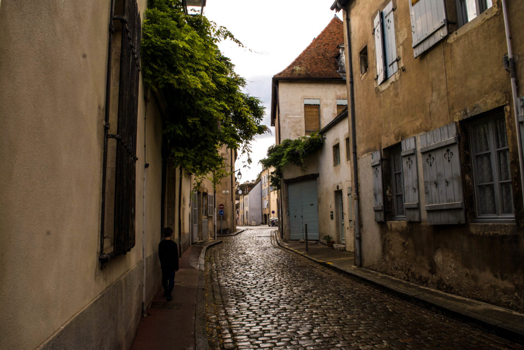 Beautiful streets of Beaune after a rainfall. 