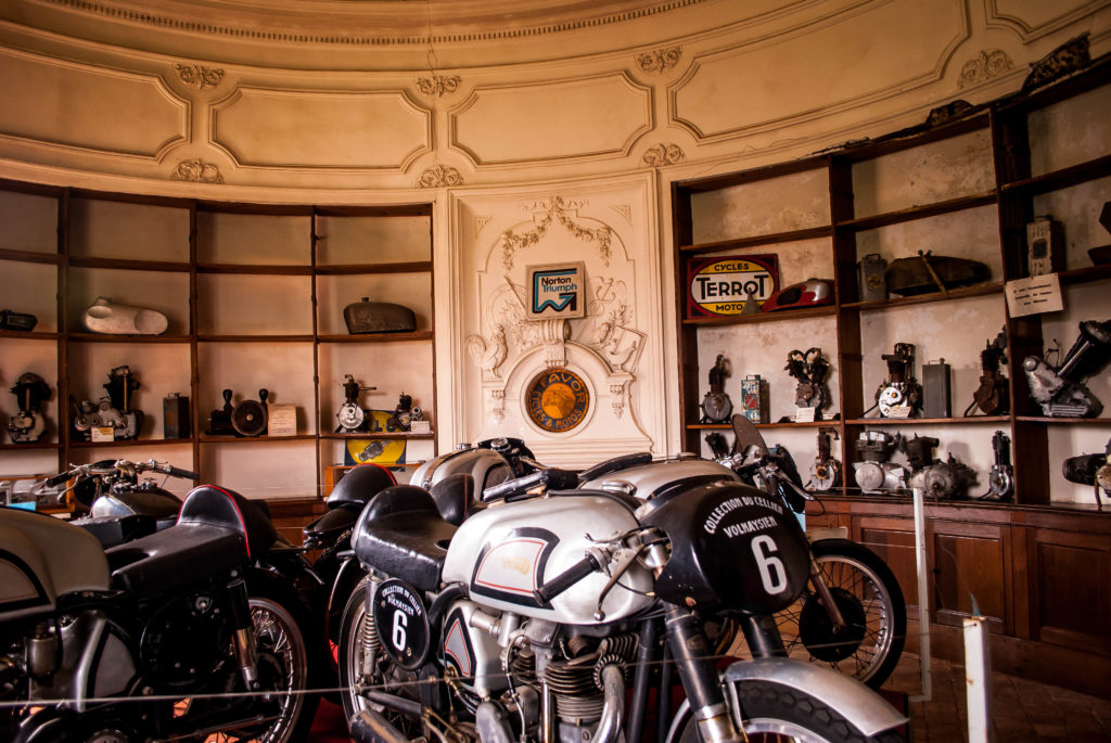 Motorcycles inside Château de Savigny-les-Beaune