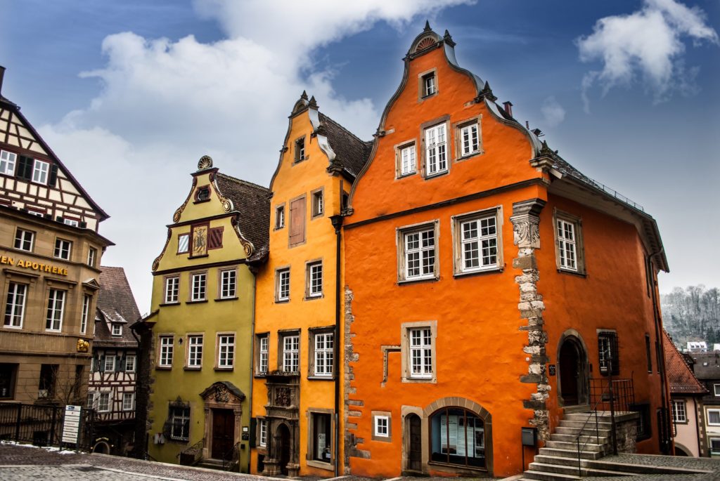 Colourful houses face the Marktplatz