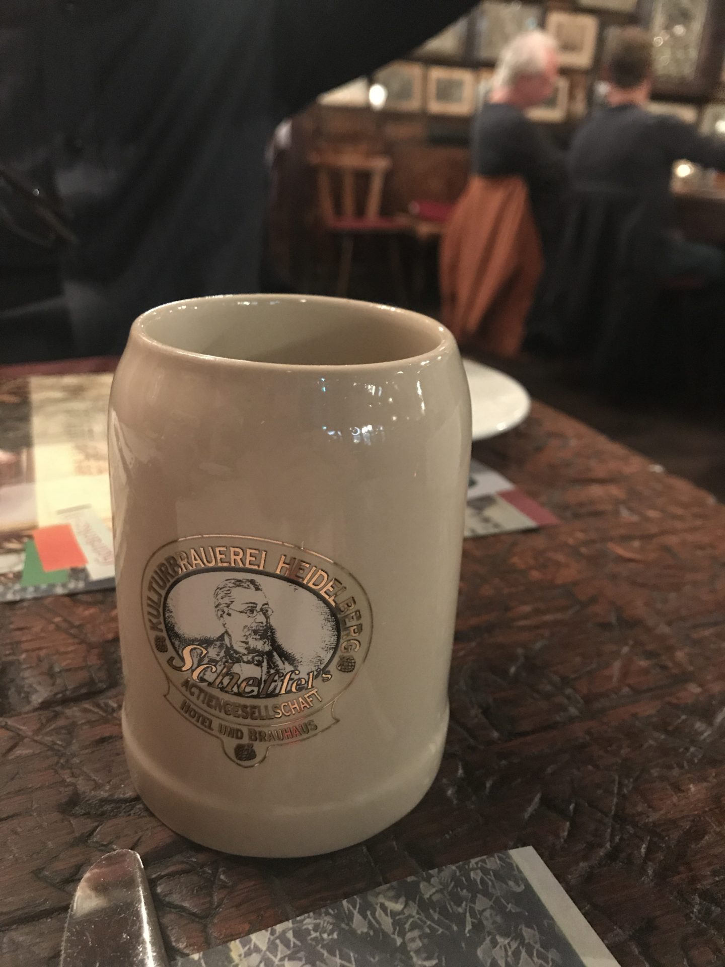 Ceramic German beer mug from the Kulturbrauerei in Heidelberg - an excellent option for what to buy in Germany. 